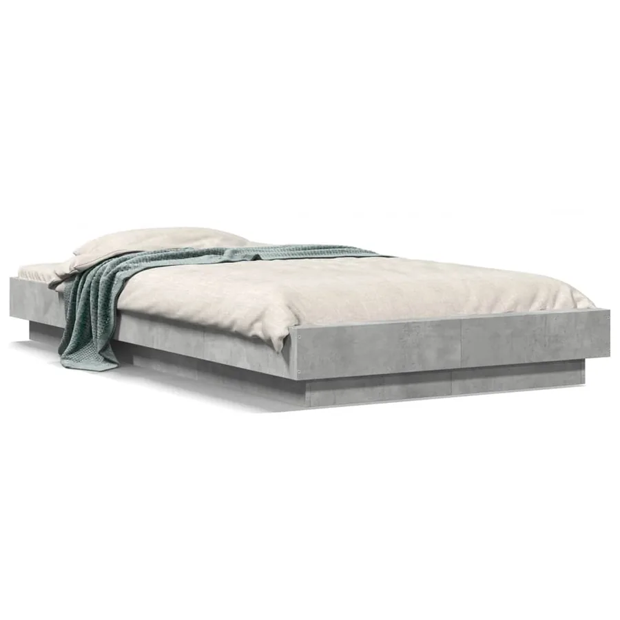 Cadre de lit et lumières LED sans matelas gris béton 90x190 cm - 2