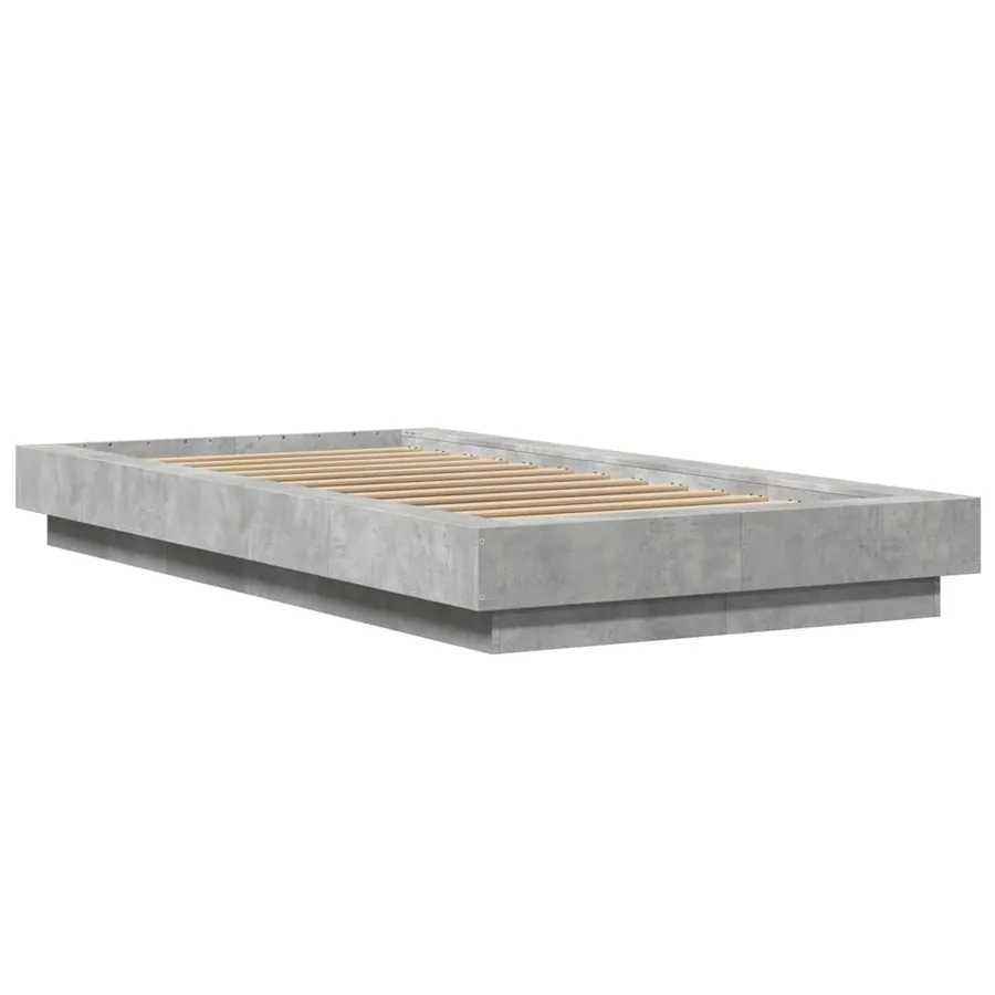 Cadre de lit et lumières LED sans matelas gris béton 90x190 cm - 3