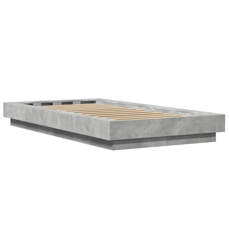 Cadre de lit et lumières LED sans matelas gris béton 90x190 cm - 7