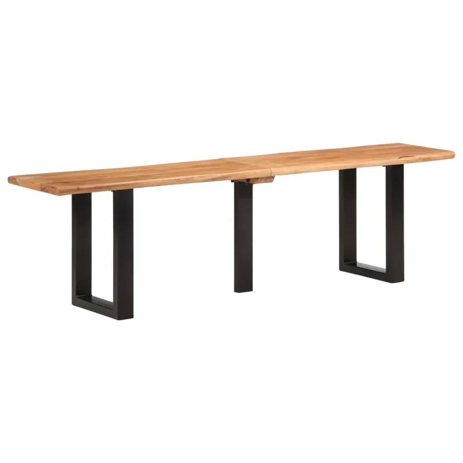 Banc 160 cm bois d'acacia massif et acier - 10