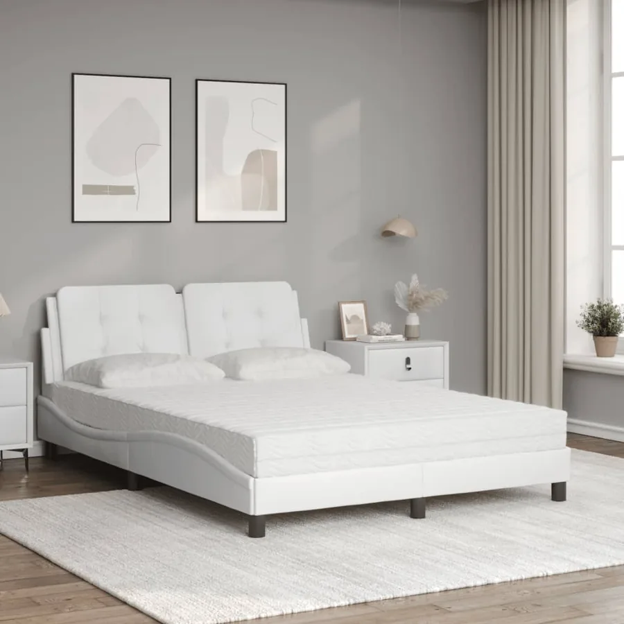 Cadre de lit sans matelas Zadar blanc 140x200 cm similicuir - 3