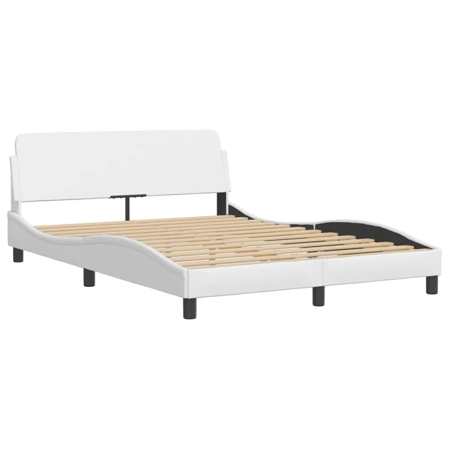 Cadre de lit sans matelas Zadar blanc 140x200 cm similicuir - 4