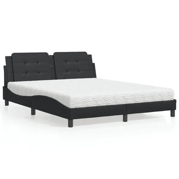 Lit avec matelas Zadar noir 160x200 cm similicuir