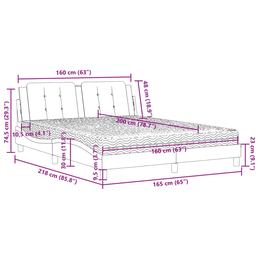 Lit avec matelas Zadar noir 160x200 cm similicuir - 11