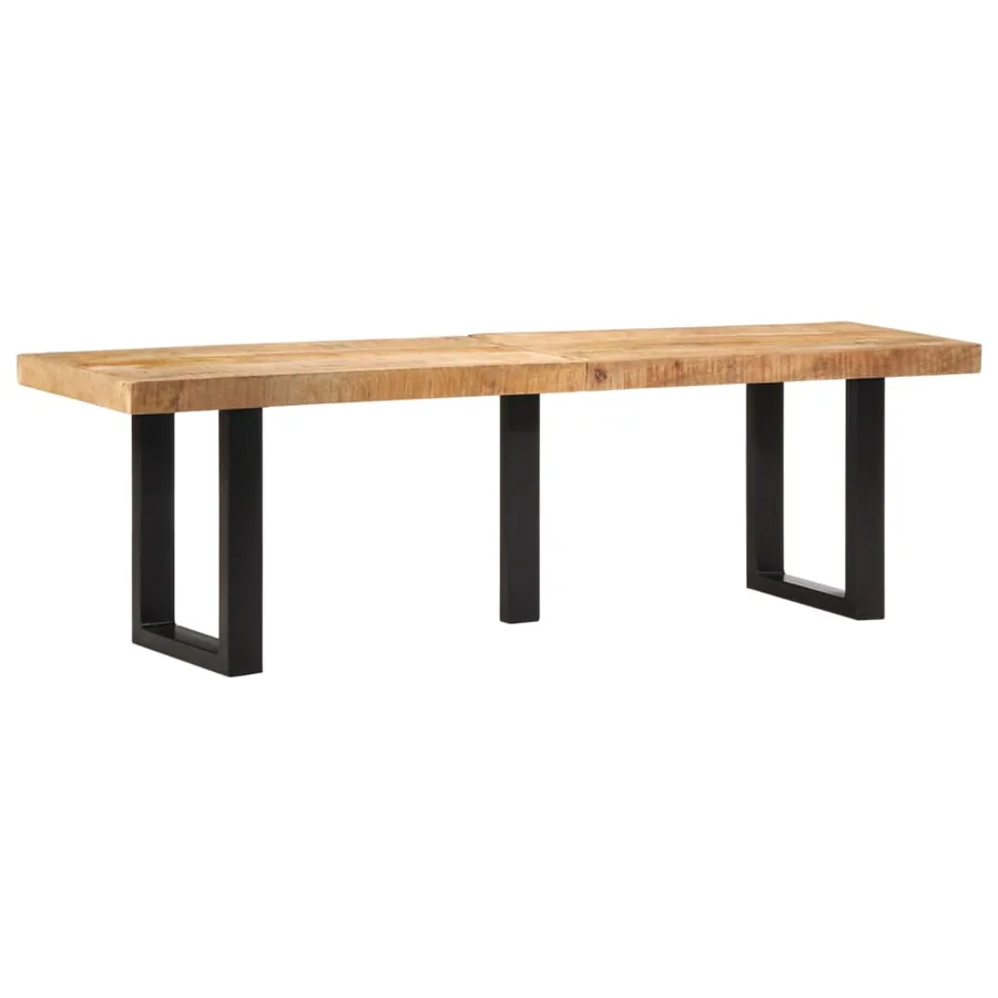 Banc 160 cm bois de manguier brut massif et acier - 10