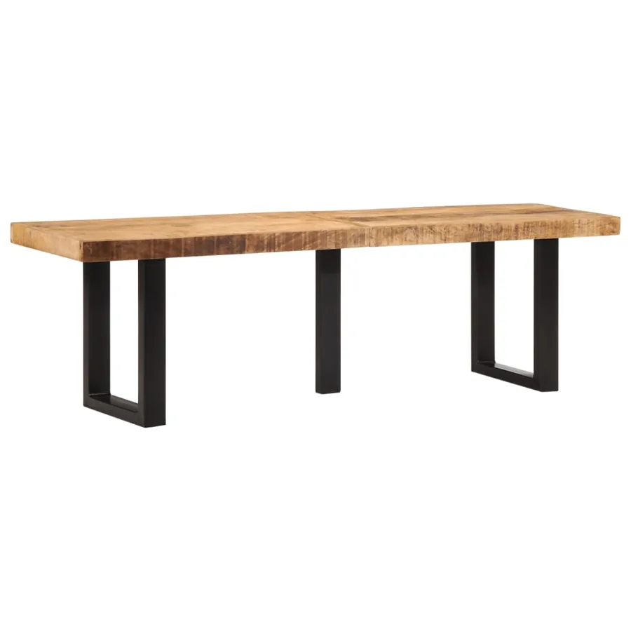 Banc 160 cm bois de manguier brut massif et acier - 11