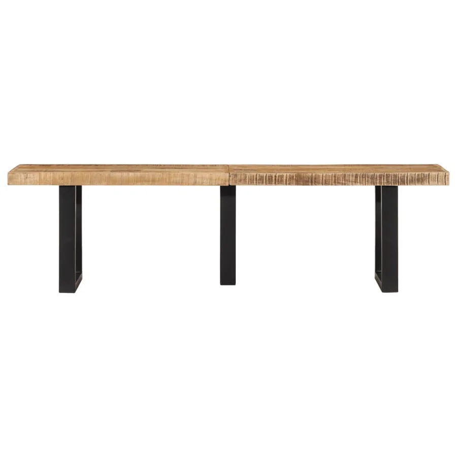 Banc 160 cm bois de manguier brut massif et acier - 2