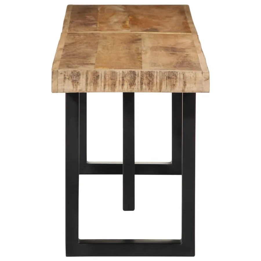 Banc 160 cm bois de manguier brut massif et acier - 3