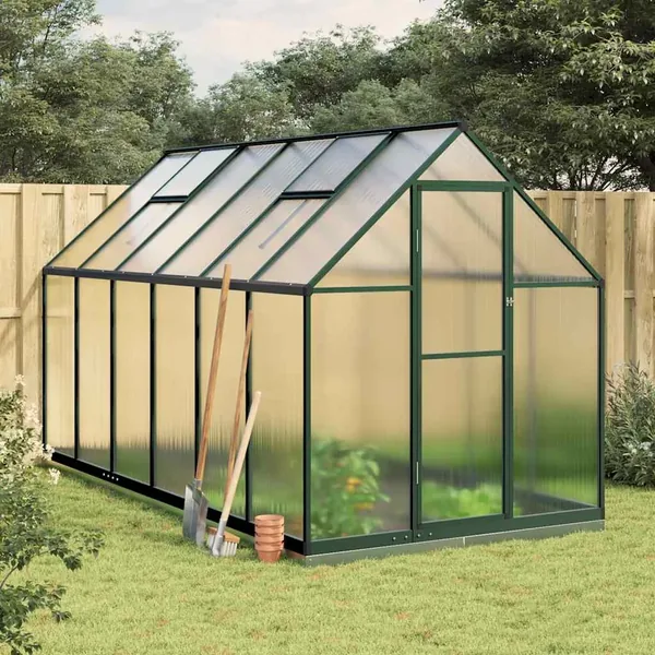 Serre avec cadre de base vert 334x169x202 cm aluminium