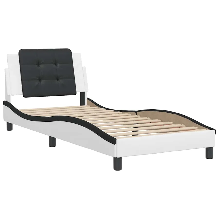 Cadre de lit sans matelas Zadar blanc et noir 100x200 cm similicuir - 3