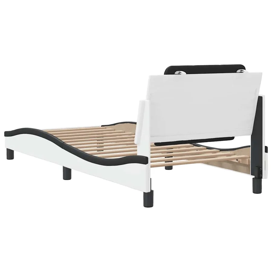 Cadre de lit sans matelas Zadar blanc et noir 100x200 cm similicuir - 6