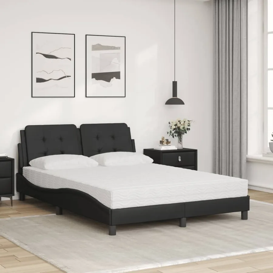 Cadre de lit sans matelas Zadar noir 140x190 cm similicuir - 3