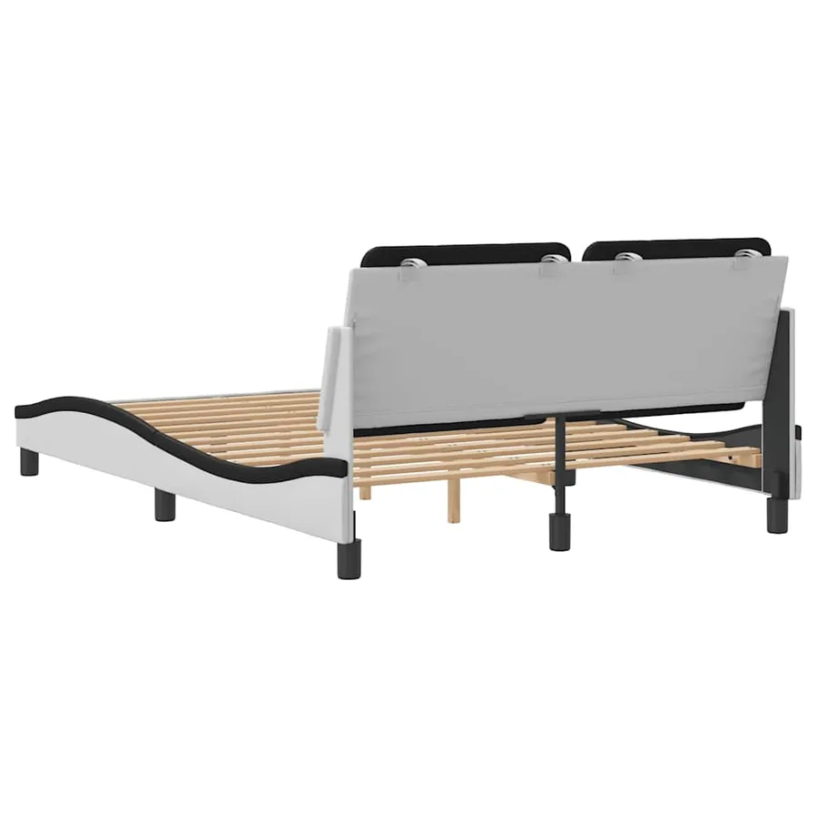 Cadre de lit sans matelas Zadar blanc et noir 140x190 cm similicuir - 6