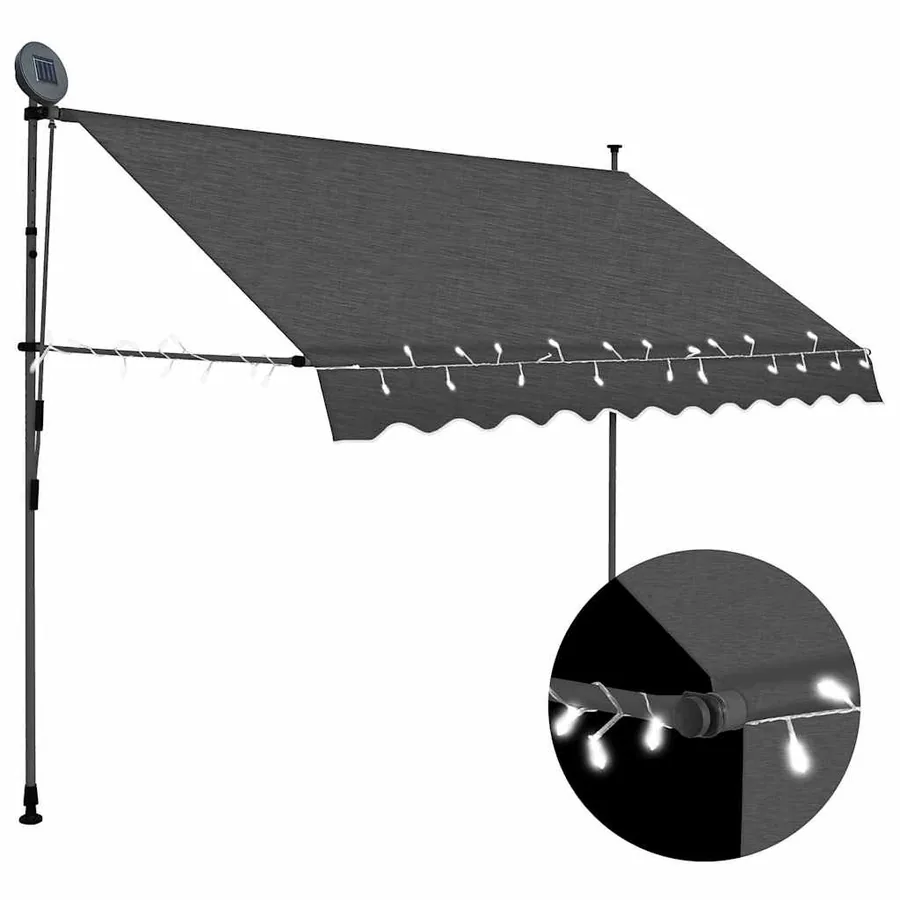 Manual retractable awning with LED 250 cm Anthracite