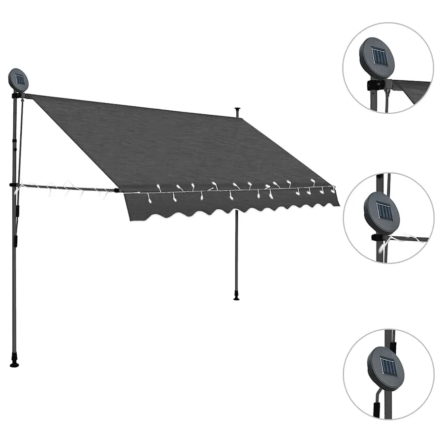 Manual retractable awning with LED 250 cm Anthracite - 3