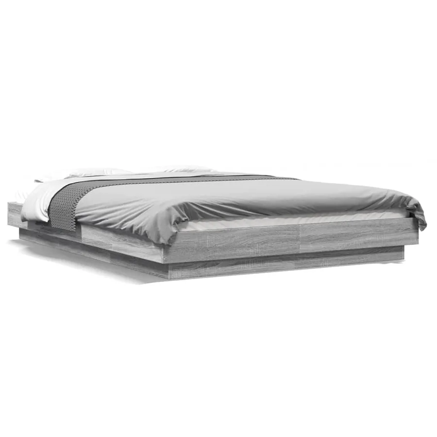 Cadre de lit et lumières LED sans matelas sonoma gris 135x190cm - 2