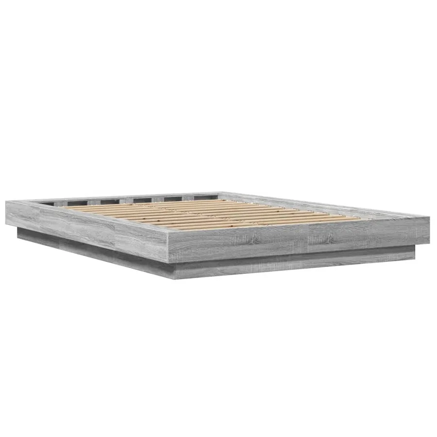 Cadre de lit et lumières LED sans matelas sonoma gris 135x190cm - 7