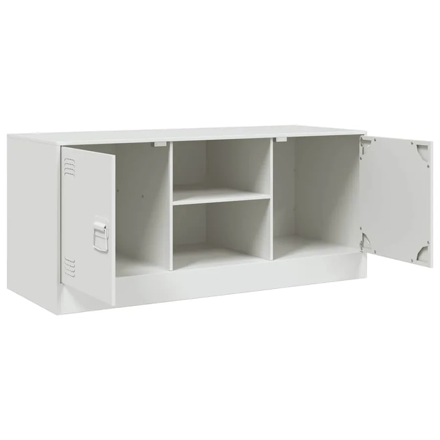 Meuble TV blanc 99x39x44 cm acier - 7