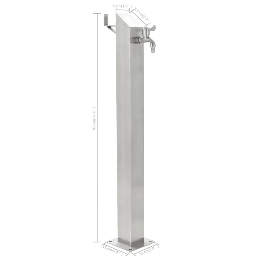 Colonne à eau de jardin carrée Acier inoxydable 95 cm - 8