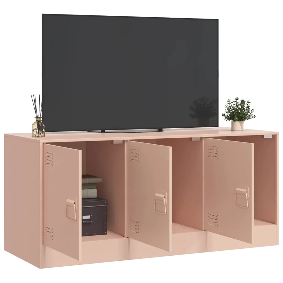 Meuble TV rose 99x39x44 cm acier - 4