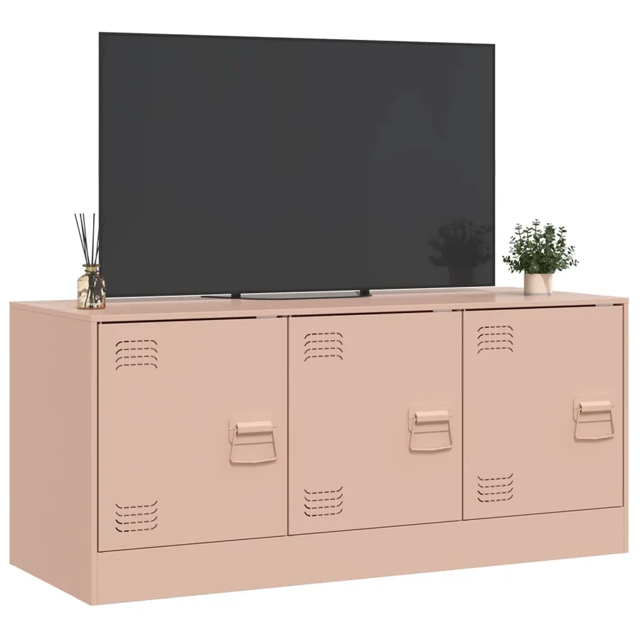 Meuble TV rose 99x39x44 cm acier - 5