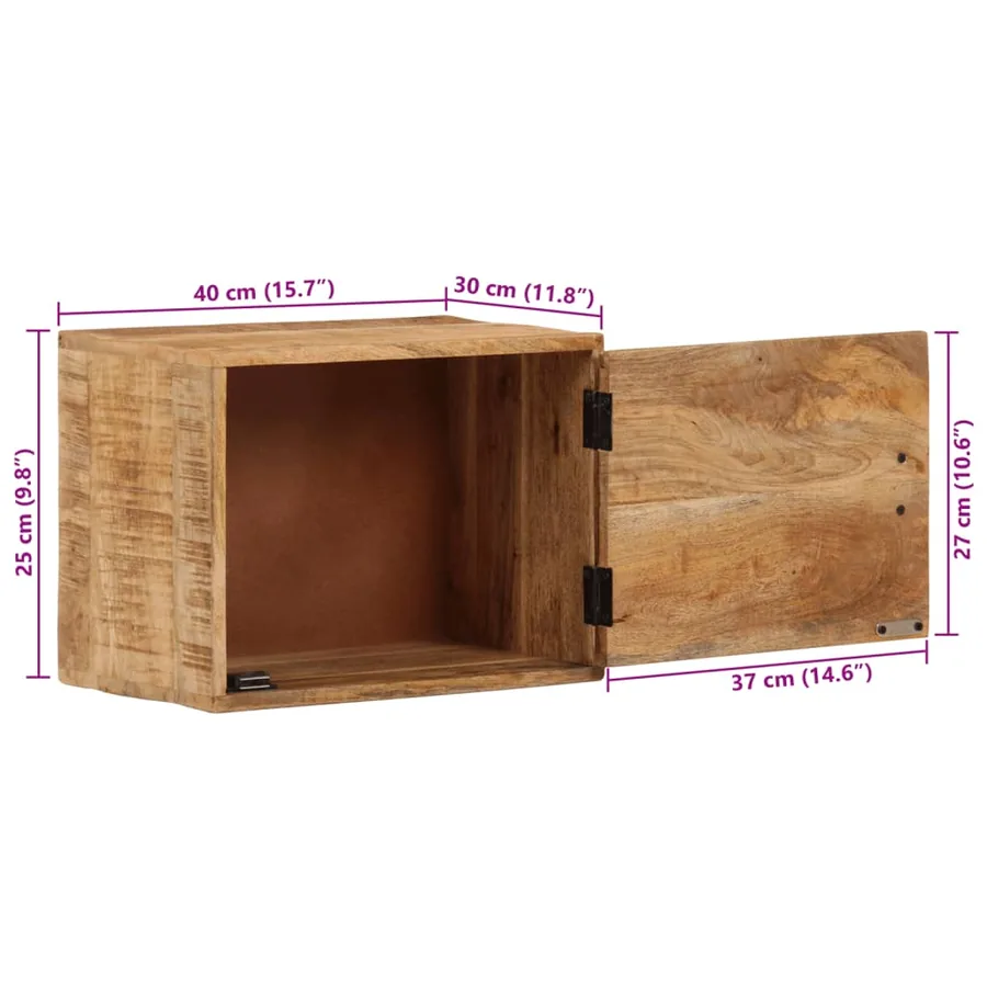 Table de chevet murale 40x30x25 cm bois de manguier massif - 10