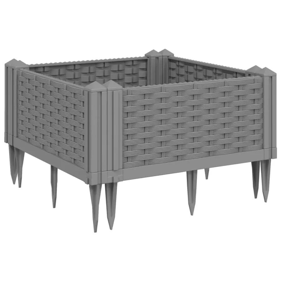 Jardinière avec piquets gris clair 42,5x42,5x28,5 cm PP - 2