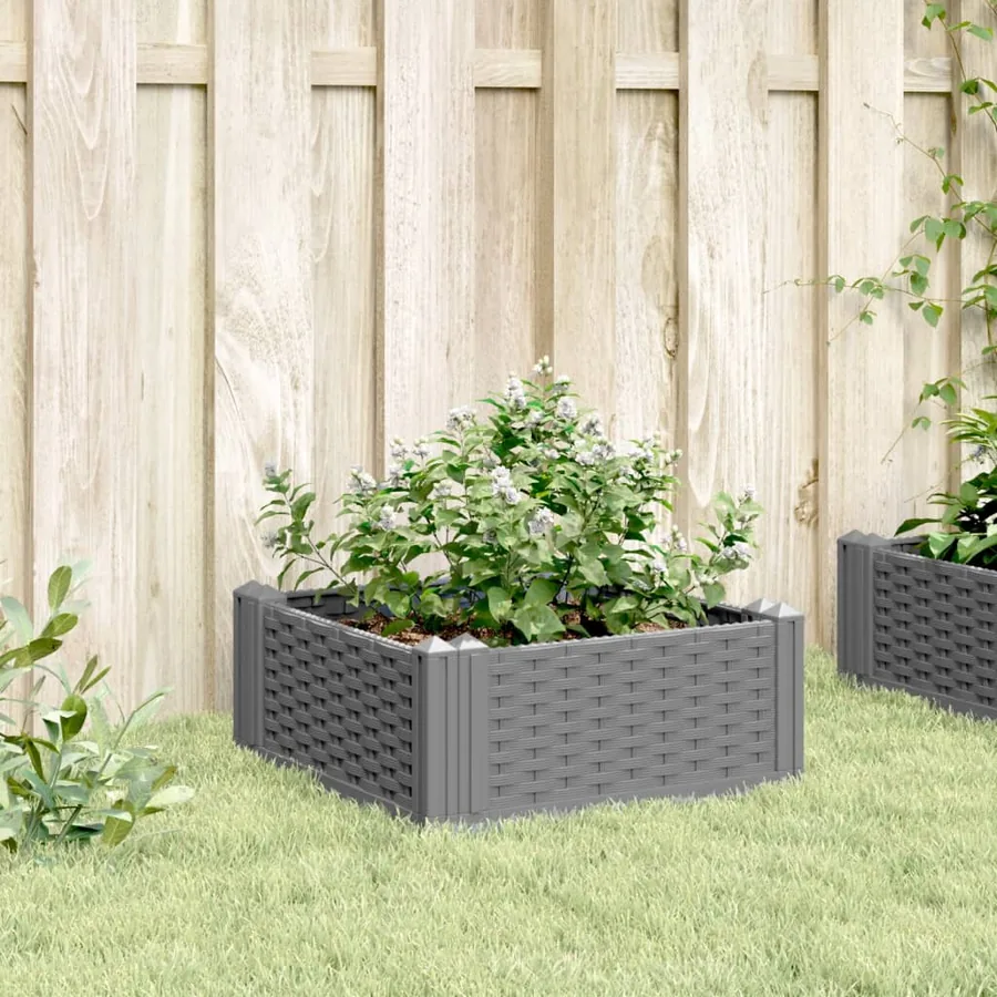 Jardinière avec piquets gris clair 42,5x42,5x28,5 cm PP - 3