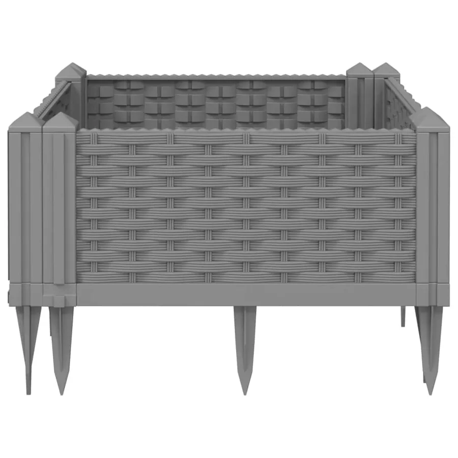 Jardinière avec piquets gris clair 42,5x42,5x28,5 cm PP - 4