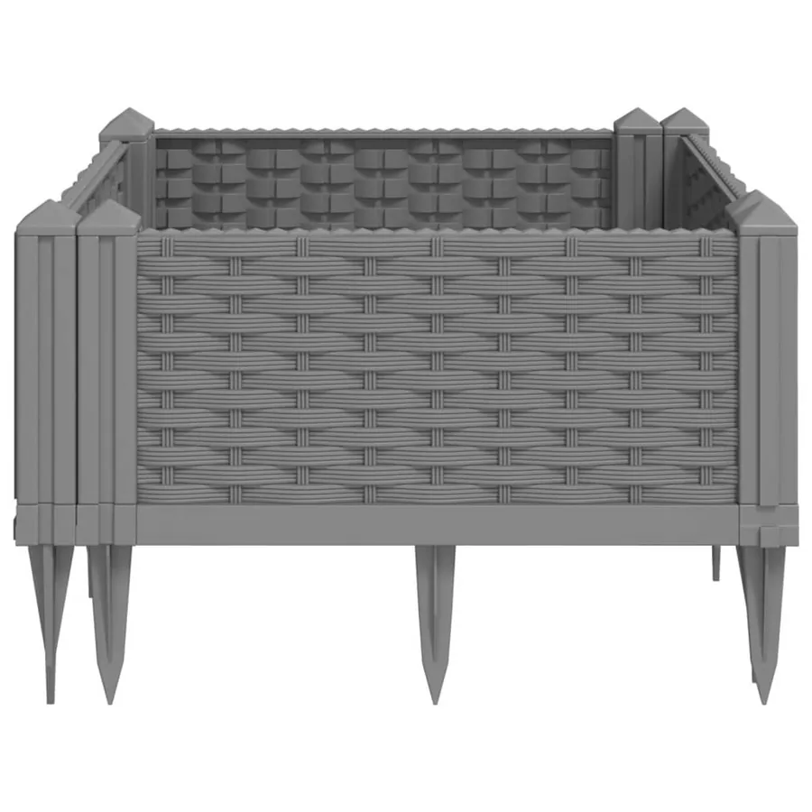 Jardinière avec piquets gris clair 42,5x42,5x28,5 cm PP - 5