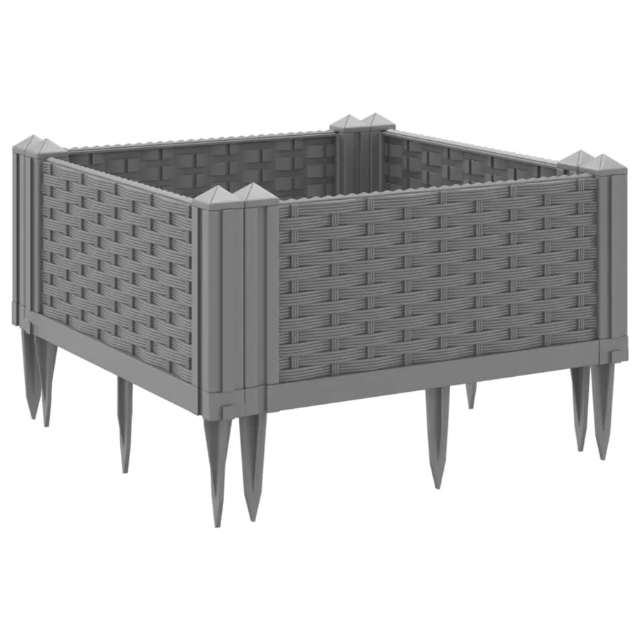 Jardinière avec piquets gris clair 42,5x42,5x28,5 cm PP - 6