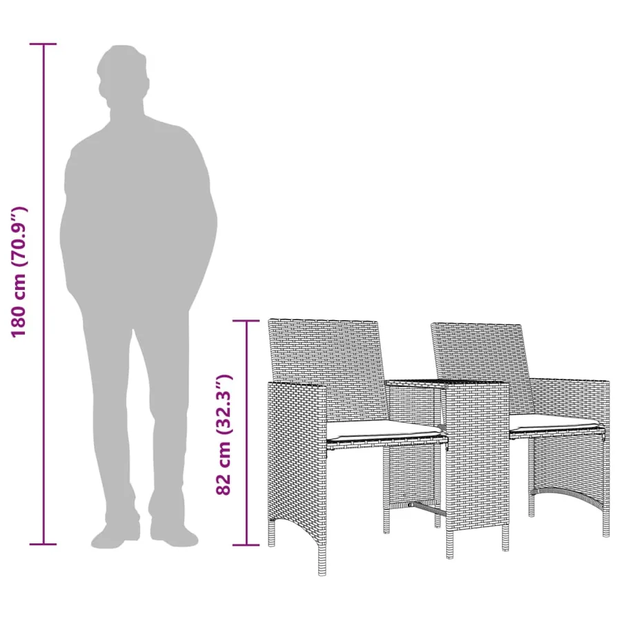 Canapé de jardin 2 places avec table et tabourets gris rotin - 13