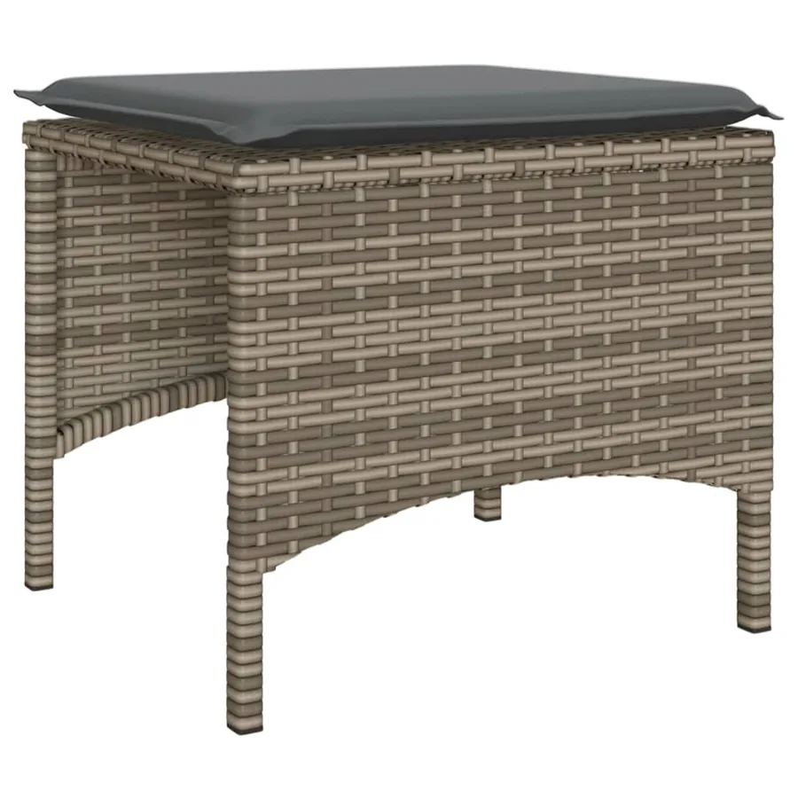 Canapé de jardin 2 places avec table et tabourets gris rotin - 8