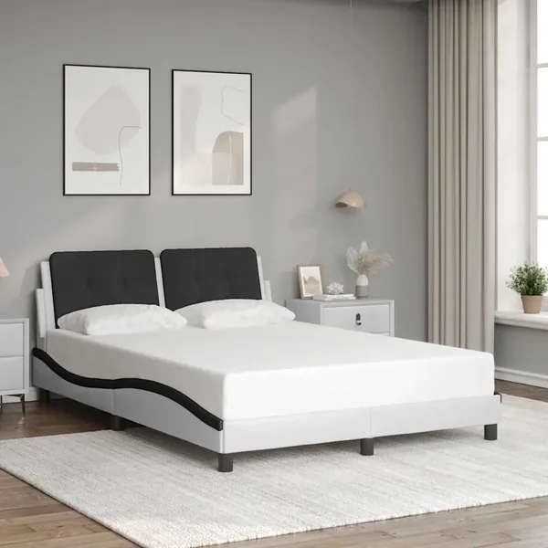 Cadre de lit sans matelas Zadar blanc et noir 120x200 cm similicuir