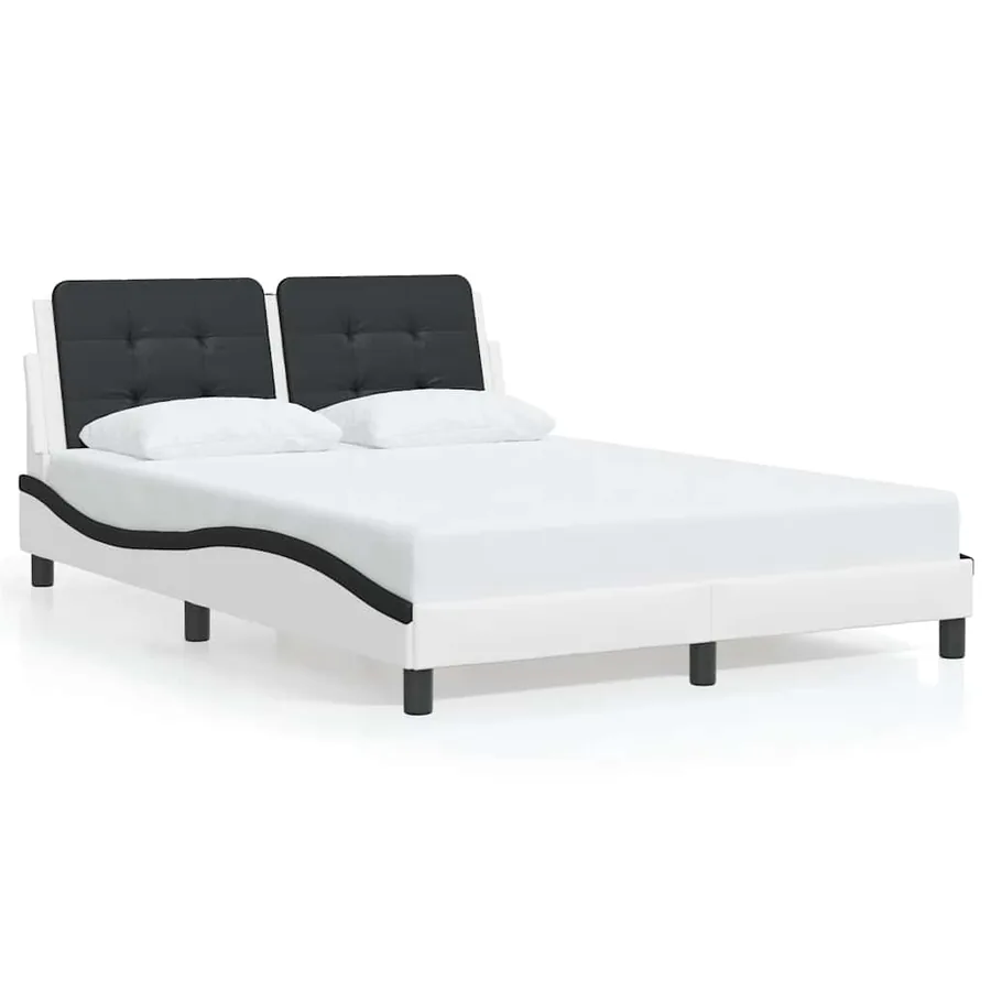 Cadre de lit sans matelas Zadar blanc et noir 120x200 cm similicuir - 2