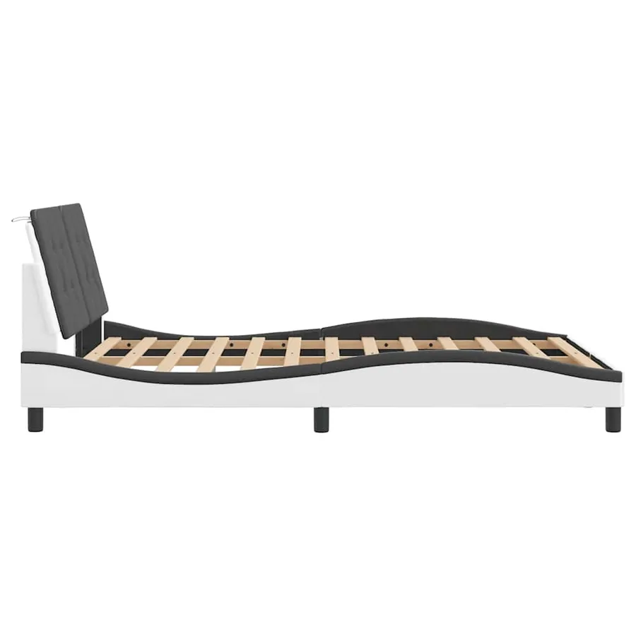 Cadre de lit sans matelas Zadar blanc et noir 120x200 cm similicuir - 5