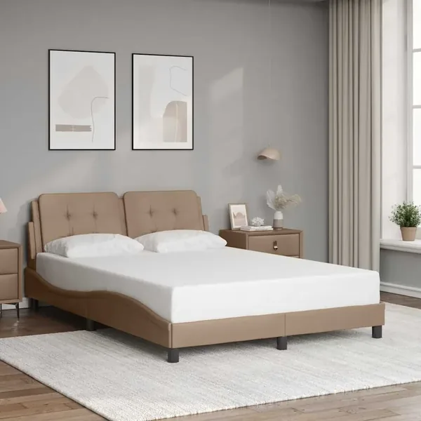 Cadre de lit sans matelas Zadar cappuccino 140x190 cm similicuir