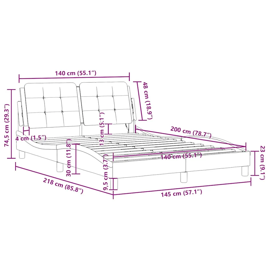 Cadre de lit sans matelas Zadar cappuccino 140x200 cm similicuir - 12