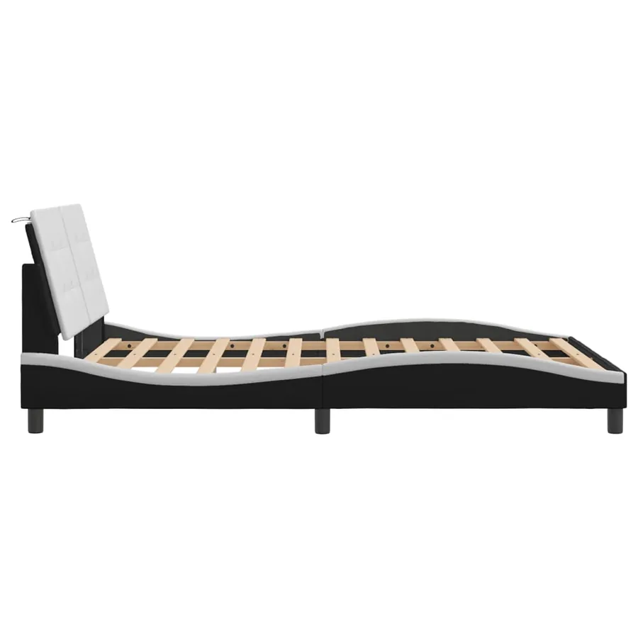 Cadre de lit avec LED sans matelas Zadar noir et blanc 140x190 cm - 8