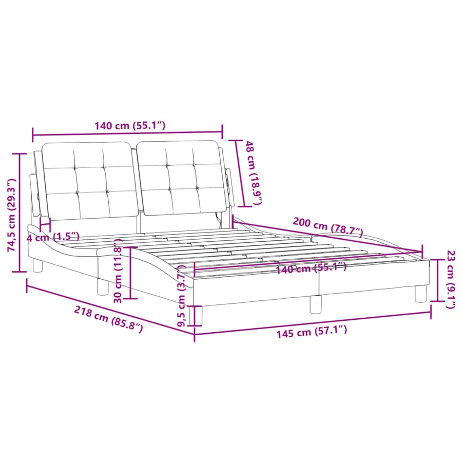 Cadre de lit avec LED sans matelas Zadar noir et blanc 140x200 cm - 17