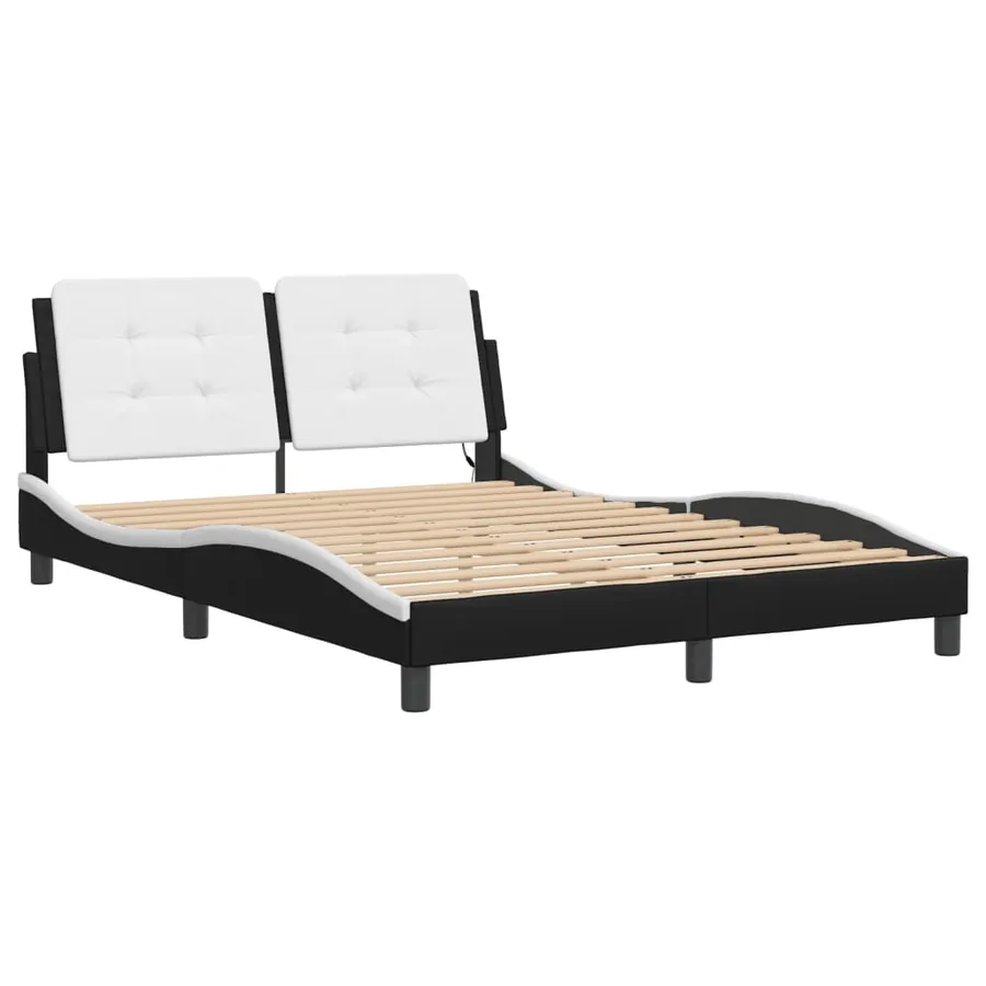 Cadre de lit avec LED sans matelas Zadar noir et blanc 140x200 cm - 3