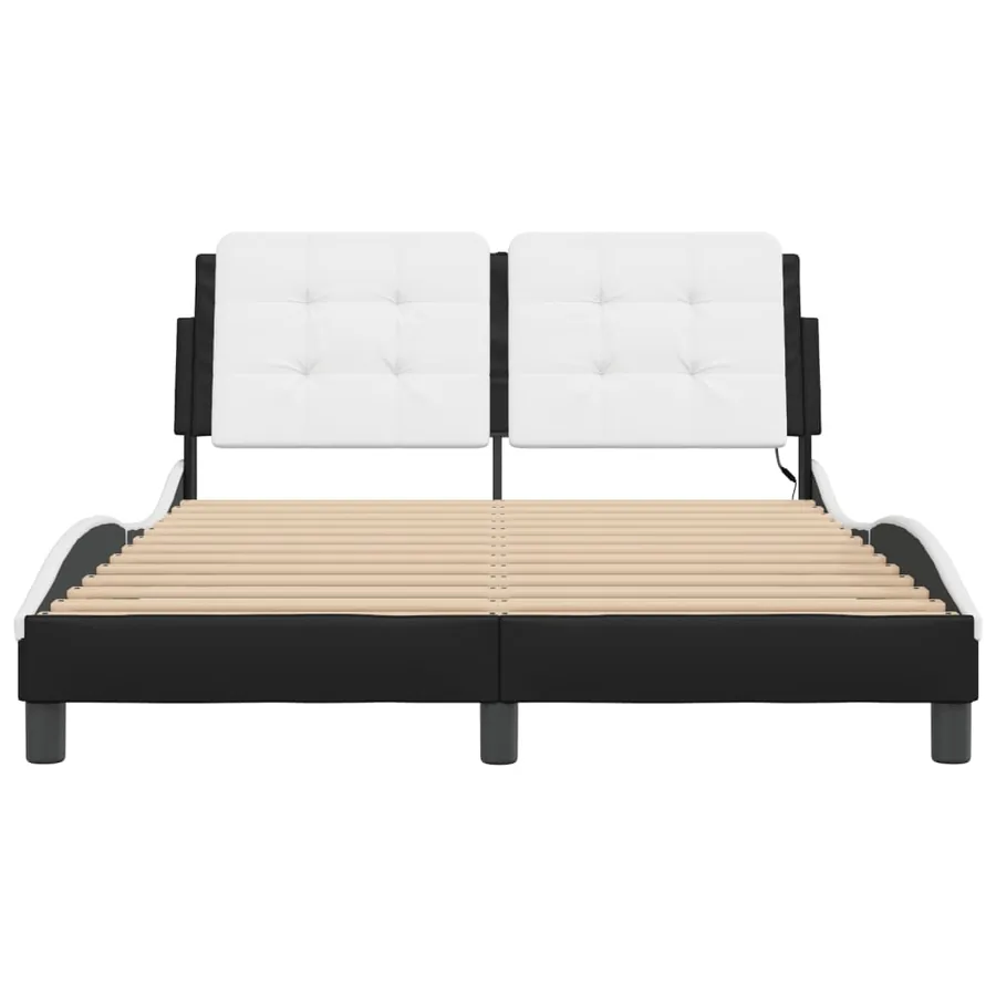 Cadre de lit avec LED sans matelas Zadar noir et blanc 140x200 cm - 6