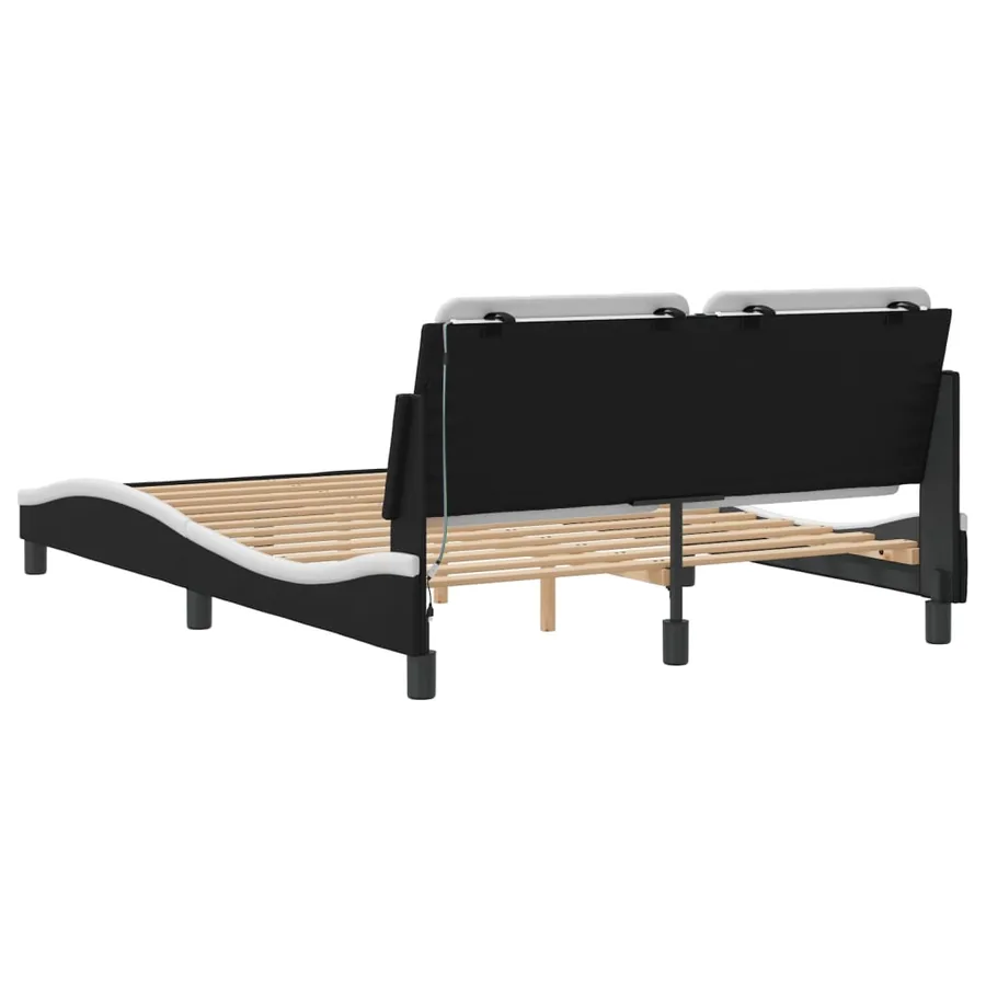 Cadre de lit avec LED sans matelas Zadar noir et blanc 140x200 cm - 9