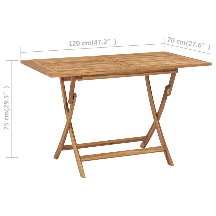 Table pliable de jardin 120x70x75 cm Bois de teck solide - 7
