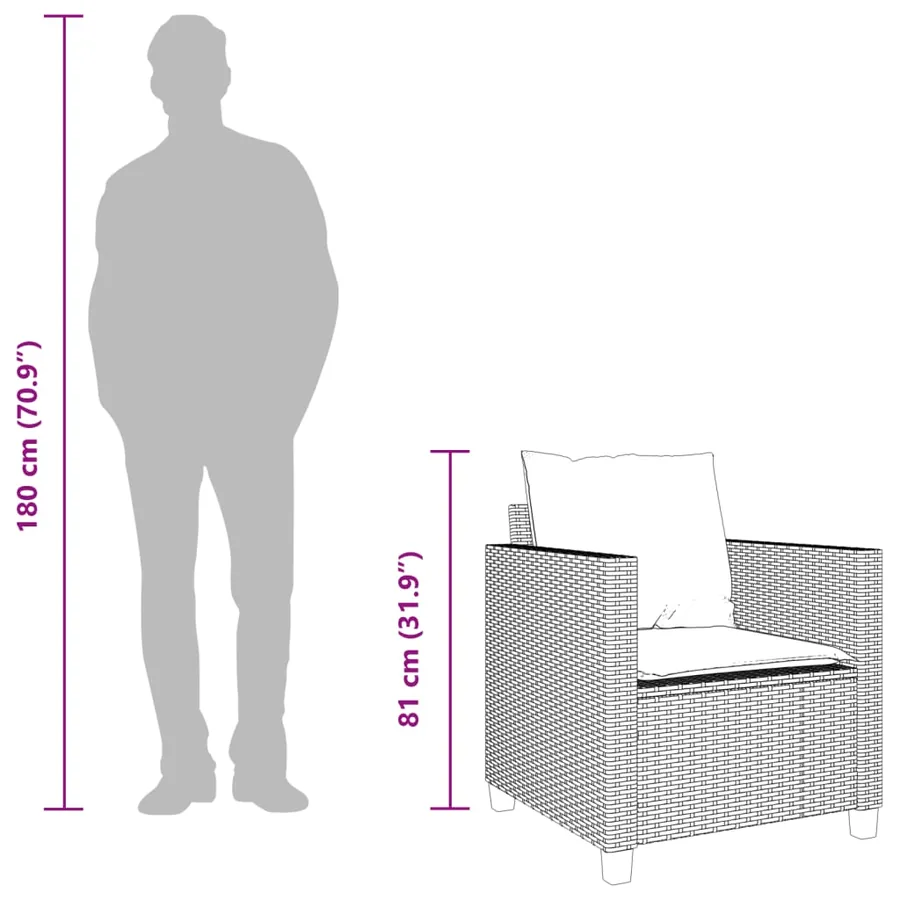 Ensemble de bistro 3 pcs avec coussins beige résine tressée - 12