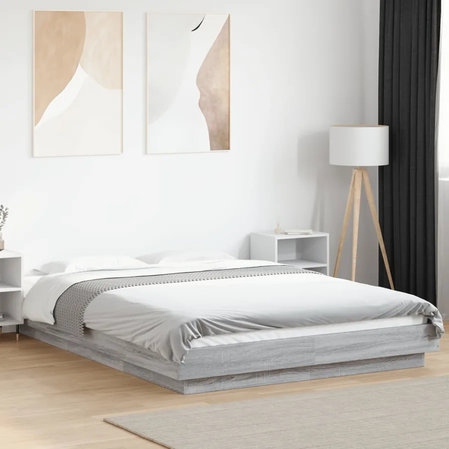 Cadre de lit et lumières LED sans matelas sonoma gris 140x190cm - 2
