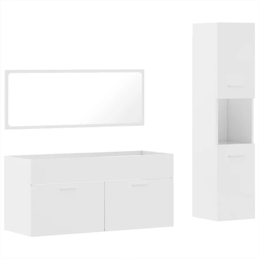 Ensemble de meubles de salle de bain 3 pcs blanc brillant - 2