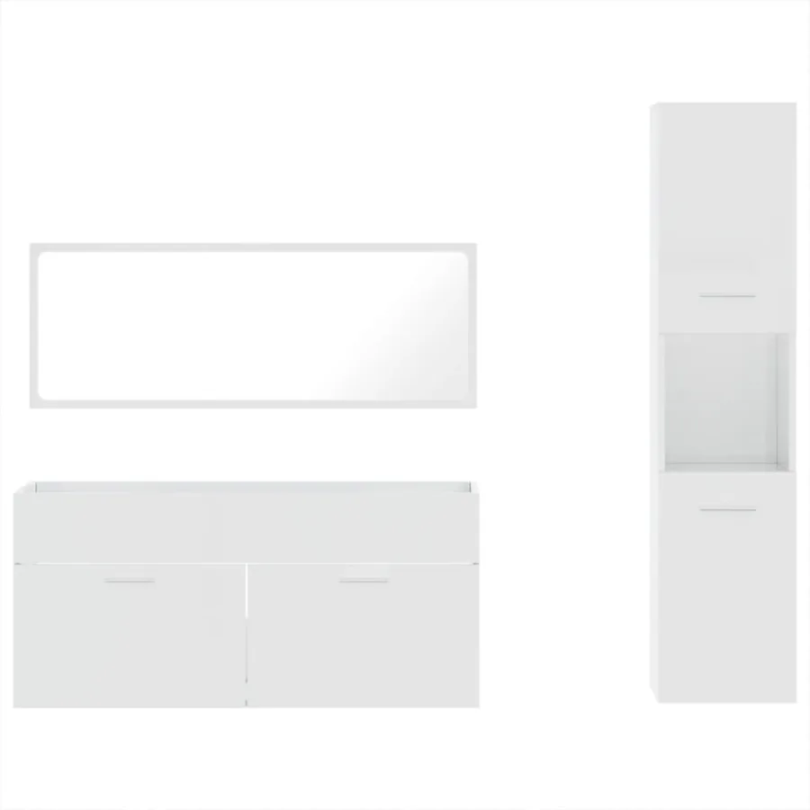 Ensemble de meubles de salle de bain 3 pcs blanc brillant - 5