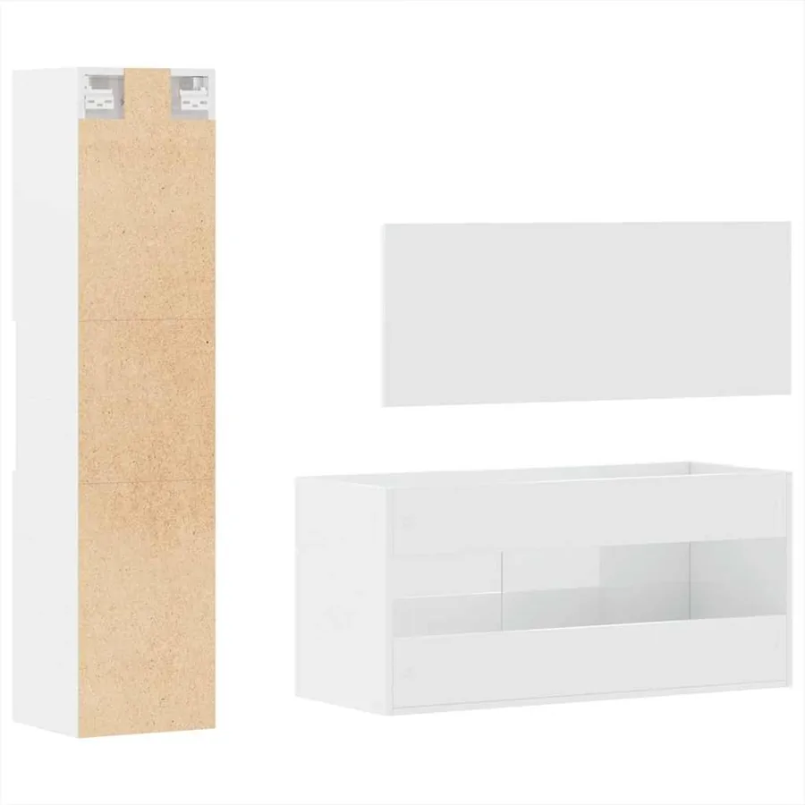 Ensemble de meubles de salle de bain 3 pcs blanc brillant - 7