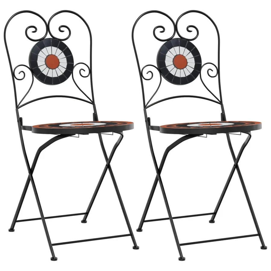 Chaises de bistro pliables lot de 2 terre cuite blanc céramique - 2